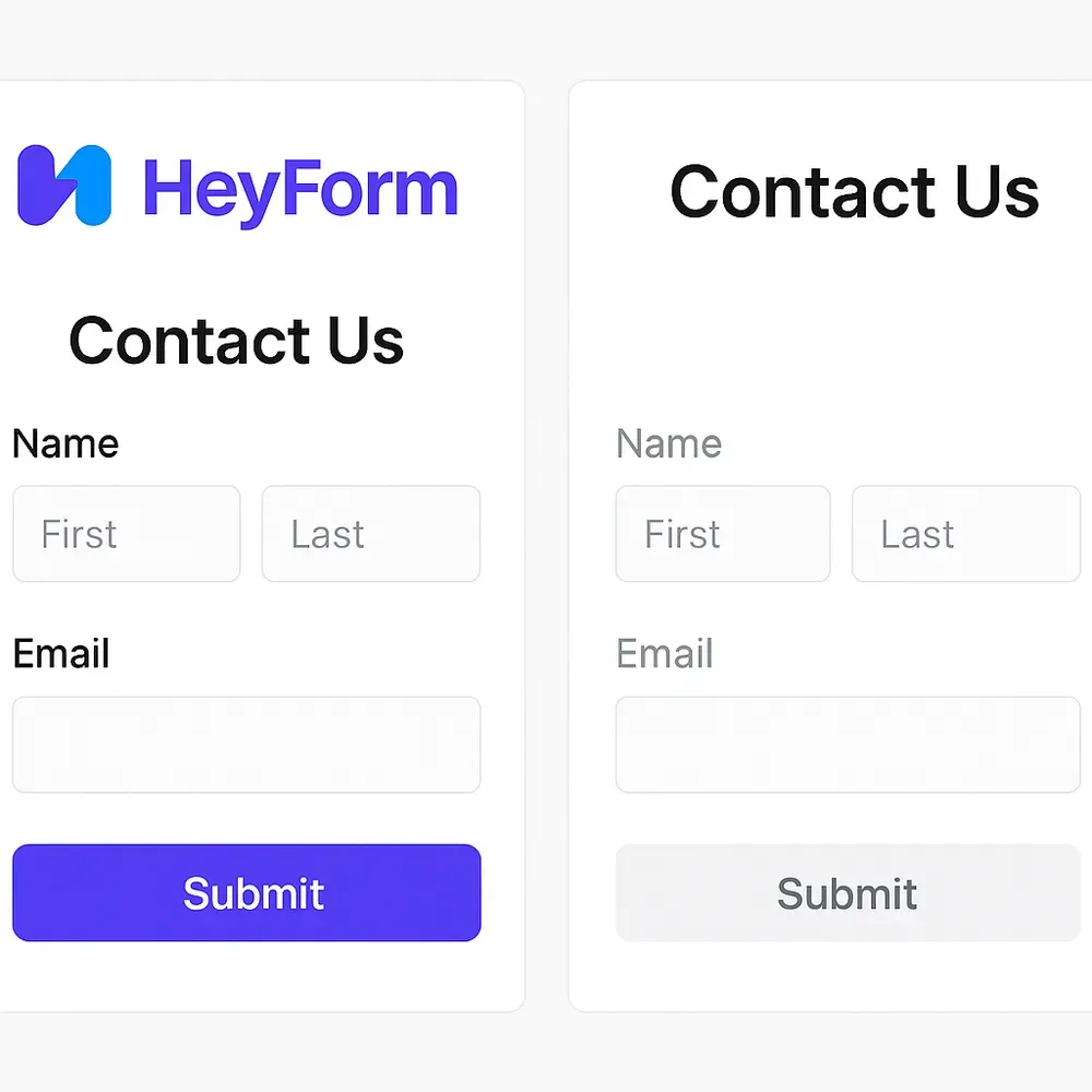 Customizable form example with branded colors and logo vs. generic form