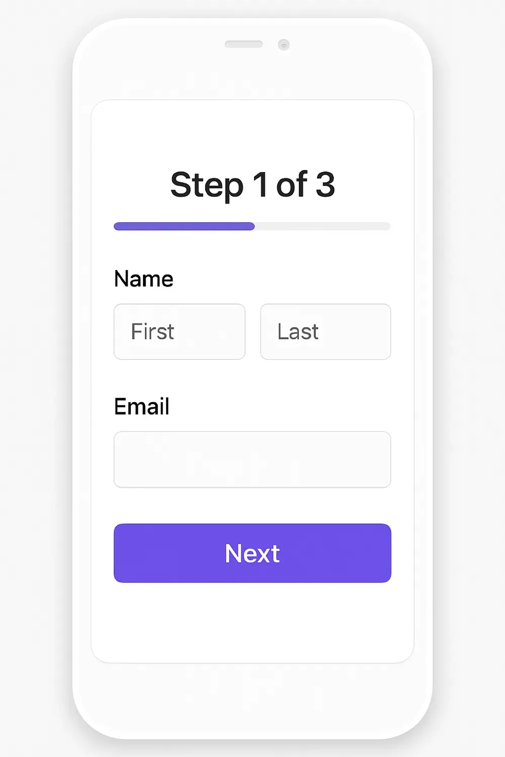 Responsive conditional form with progress indicator on mobile device